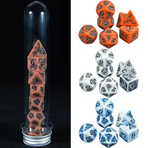 DND Dice Set 7 PCS Polyhedral Retro Dice, for D&D RPG Roleplaying Tabletop Dices Complete D4 D6 D8 D