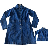 jaket long coat jeans denim blue wanita women outerwear branded