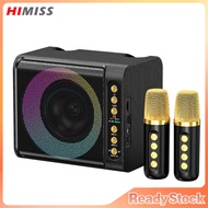 HIMISS T203 Karaoke Machine With 2 Microphones TF Card U Disk Player Portable Speaker Studio Subwoofer For Outdoor Party Meeting