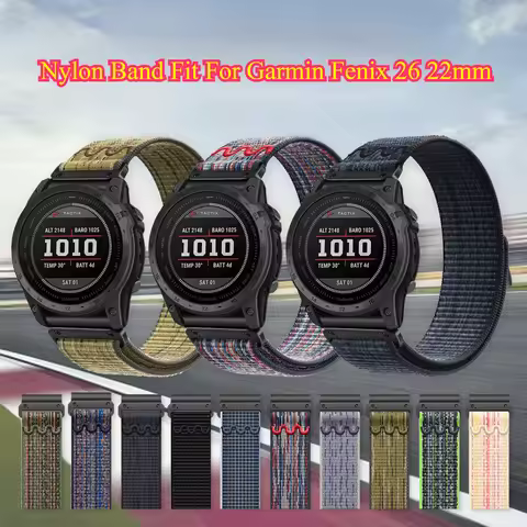 26 22mm quickfit Nylon Loop Band for Garmin Fenix 8 47 51mm Fenix E Fenix 7X 6X 5X Replacement Wrist