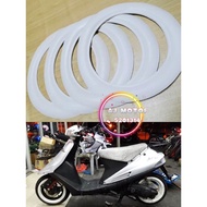 1SET 4PCS TYRE TAYAR RUBBER GETAH WHITE WALL PUTIH 10 12 13 14 16 17 INCI SPORTRIM RIM V100 VS125 VR125 EGO NOUVO SKUTER