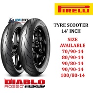 PIRELLI DIABLO ROSSO SPORT SCOOTER TUBELESS TYRE DIABLO ROSSO SPORT SCOOTER 14' INCH SIZE 14 70/90,8