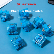 GATERON Phantom Blue Clicky Keyboard Switches RGB LED 60gf Pre Lubed 3 Pin Clicky Key Switches Compa
