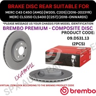 BREMBO GENUINE DISC BRAKE ROTOR (REAR) FOR MERC C43 C450 (AMG) [W205, C205] '16-23YR / CLS350 CLS400