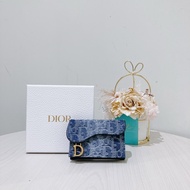 Christian Dior Saddle Canvas Card Holder Denim Oblique