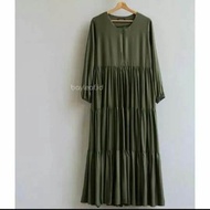 (COD) GAMIS POLOS JUMBO WARNA HIJAU ARMY BAJU MUSLIM WANITA TERBARU 2022 GAMIS PEREMPUAN MUSLIM M L