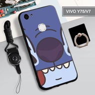 Soft Case for VIVO Y75/V7/1718 Phone Case Full Cover Carton Painted Drop Protection Anti-Scratch Phone Cover with Ring Holder &amp; Rope