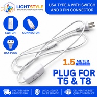 USA Type A T5 PLUG With Switch & Connector T5 100% T5 T8 Power Supply Plug For LED Tube Light T5