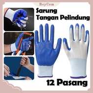 Polyester Rubber Work Gloves/ safety Work Gloves 12 Pairs Protective Gloves