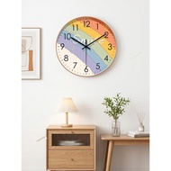 jam dinding aesthetic jam dinding besar ruang tamu Rainbow Smiley Face Wall Clock Living Room Clock 