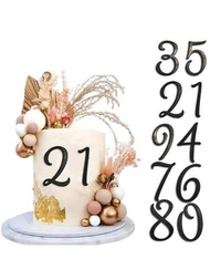 10入組壓克力數字蛋糕插牌 Diy蛋糕杯餅幹裝飾,含0-9鏡面金屬數字