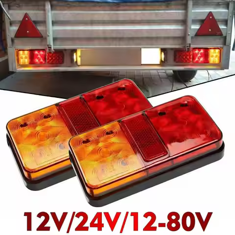 2Pcs 12V/24V/12-80V Trailer Truck Tail Lamp Waterproof Truck Side Light 10LED Tail Signal Light Rear