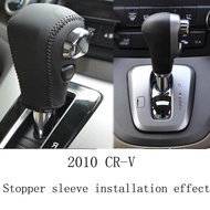 (เส้นสีดำ) สำหรับ Honda CRV CR-V 2007-2011ที่แฮนด์เมดชุดเกียร์หนังเปลี่ยนเกียร์ปลอกหุ้มคันเบ็ด