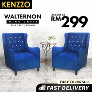 KENZZO: Walternon Wing Chair Sofa / Royal Velvet Fabric High Back Wing Chair/Kerusi Malas/Luxury Win