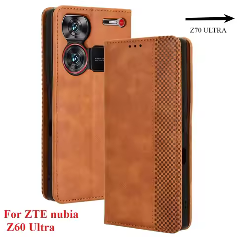 For ZTE Nubia Z60 Ultra Z70 Retro Leather Flip Case Wallet Book Holder Magent Luxury Full Cover Nubi