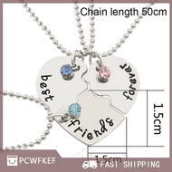 PCWFKEF Cute Hot sale สร้อยคอจี้รูปหัวใจ3ชิ้น เซ็ตสำหรับเพื่อนรักสร้อยคอคู่รักมิตรภาพ BFF เครื่องประ