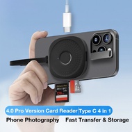 Magnetic 4-in-1 Card Reader Hub SD/TF 4.0 USB 3.0 5Gbps PD100W Fast Charging for Phone/Pad/Laptop