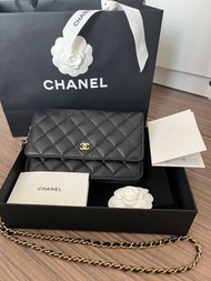 Chanel Classic Wallet On Chain 經典款鏈條銀包 黑金小牛皮魚子醬皮