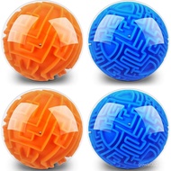 Sumind 4 Pcs 3D Puzzle Maze Ball Magic Brain Teasers Games Memory Sequential Maze Cube Ball Sphere E