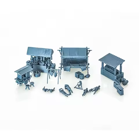 Farmers' Market Vegetable Stall Fruit Stall Meat Stall Yao's Studio LYTS037 1/87 1/64 HO Scale