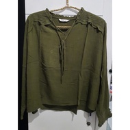 HIJAU Preloved - Et Cetera brand women's army green Blouse