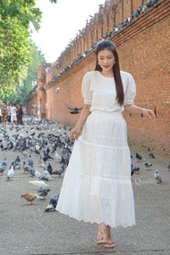 ชุดset 2 ชิ้น เสื้อ+กระโปรง L-6XL ชุดลูกไม้ ชุดออกงาน ชุดไปงาน ชุดทำบุญ ชุดแฟนนาค ชุดงานหมั้น ชุดเพื