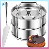2-Tiers Stainless Steel Steamer 2.4 Quarts Capacity with Lid Stackable Flan Pan Mold Nonstick Steame