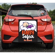 CFS623 Baby On Board Custom made Name Stiker Sticker Vinyl Decal Stripes Cermin Depan Belakang Keret