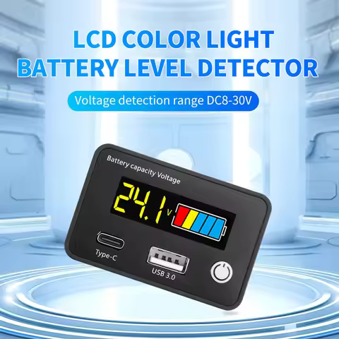 18W Battery Capacity Indicator 12V 24V LCD Digital Voltmeter Ternary Lead-acid Lithium LiFePO4 Volta