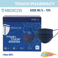 MEDICOS (NEW) Regular Fit Size 175 HydroCharge 4ply Surgical Face Mask OXFORD BLUE 50’s