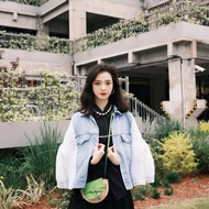 LOEWE 綠色草編拼皮  mini gate肩背斜背馬鞍包 19*13*8 98新配件塵袋