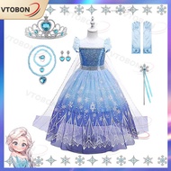 Frozen Dresses Elsa Costume Princess Outfit Cosplay Birthday Party Dress for Kids Girls 3-10 Years