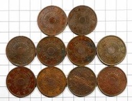 CA116 大正二.三.四年 稻一錢銅幣 共10枚壹標