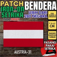 Indojersey AUSTRIA Flag Patch Iron-On Canvas Sublimation Square Box 7 x 4.5 cm T-Shirt Jersey Jacket