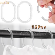 12Pcs High Quality C Type Opening Hook Curtain Buckle Hanging Ring Plastic Transparent Bath Drape Glide Loop Clip Door Curtains Accessories
