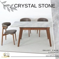 Natural Crystal Stone Table Rectangle 160/180cm Top with Wooden B Leg