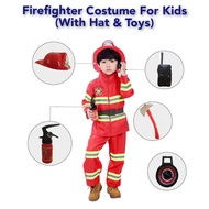 Kids Firefighter Costume Fireman Uniform With Toys/ Set Baju Bomba Dan Mainan