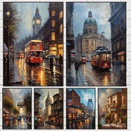 Vintage Cityscapes Style London Parisian France Berlin Germany Poster Canvas Printing Landscape Wall