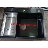 HITAM Black square Kitchen sink 6045 / black pirin sink 6045 / Kotchen sink minimalist black 6045