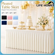 Elastic Table Skirting Cover 4ft 5ft 6ft 8ft Anti Wrinkle Stretch Tablecloth Kain Sarung Meja for We