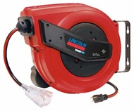 Lincoln 91039 60' Tri-tap Electric Power Cord Reel, 12/3 SJTOW, Grease, Oil and Weather Resistant, M