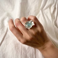 手工原礦海水藍寶石戒指－海洋靈感設計・925純銀打造