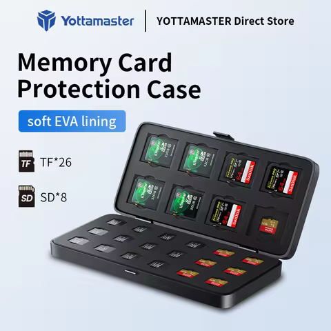 Yottamaster Holder 8SD+26TF Protector Storage Box Multi-grid Dustproof & Shockproof Memory Card Case
