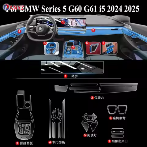BMW G60 interior film For BMW Series 5 G60 G61 i5 2024 2025 Accessories interior film transparent TP