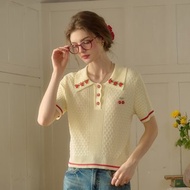 Anya 彼得潘領針織刺繡上衣