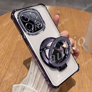 iQOO Neo 10 5G Four Corner Plating Transparent Phone Case With Glitter Bracket For Vivo iQOO Neo 10 