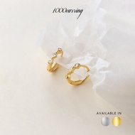 1000earring 925 Sterling Silver Ruby Huggie Earrings - Gold/Silver