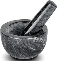 Mortar and Pestle Set Marble Grinder Spice Herb Grinder Black