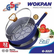 WOK PAN 2 IN 1 GSF G-3221 32CM GSF PAN + Steamer/ GSF Multipurpose Frying PAN/ Non-stick Frying PAN/