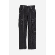 HM กางเกงขาตรงผู้หญิง กางเกงลำลอง สไตล์อเมริกันบางเฉียบฤดูร้อนผ้าฝ้ายยาวเอวต่ำ กางเกงขายาว สำหรับสุภ